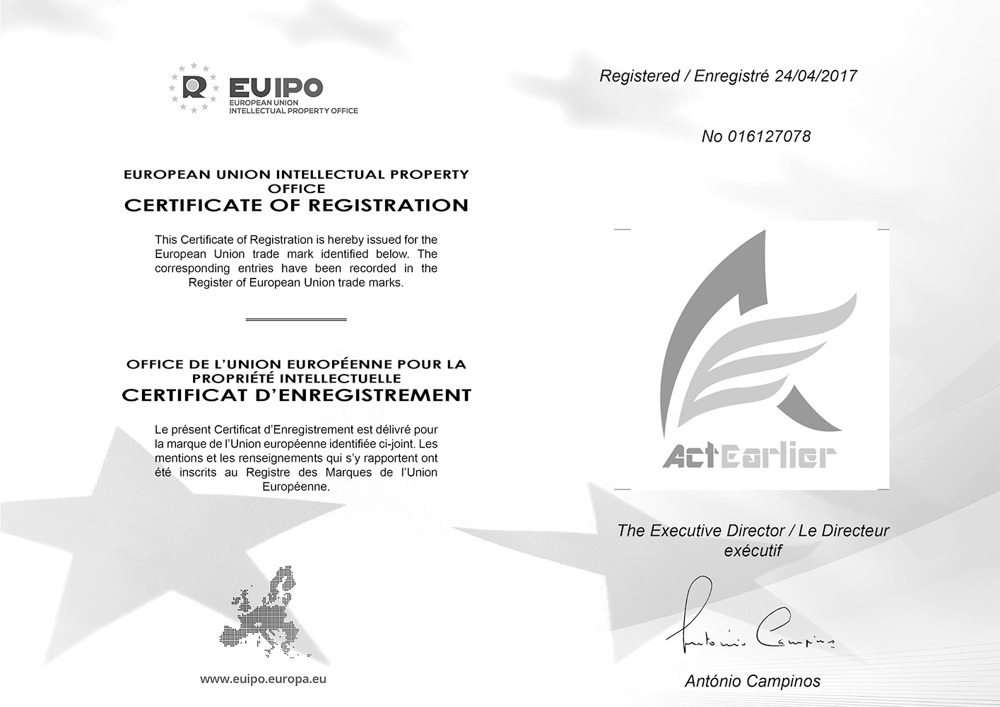 actearlier trade mark europe